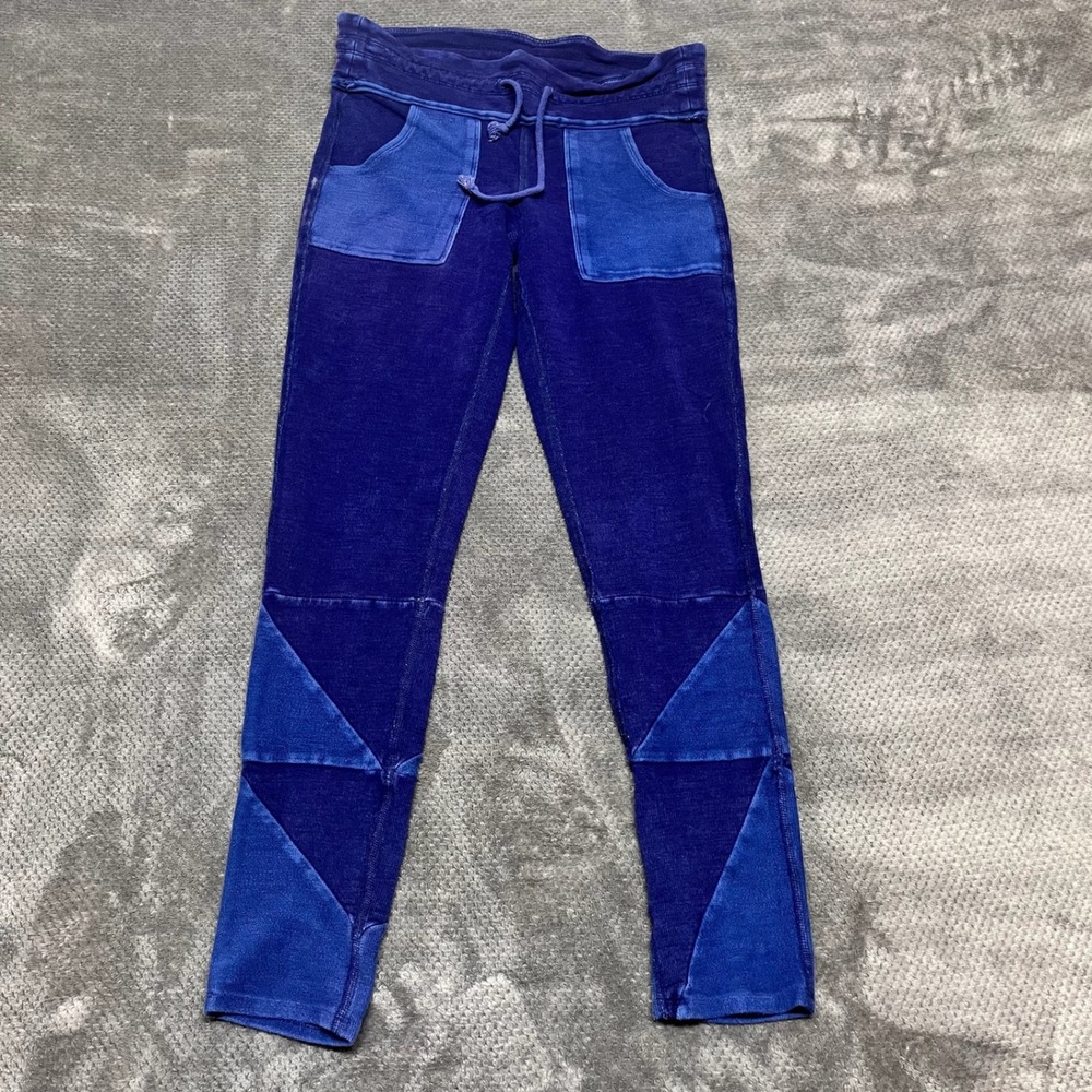 FP Movement Free People Kyoto Blue Colorblock Patchwork Jogger Legging XS Indigo
